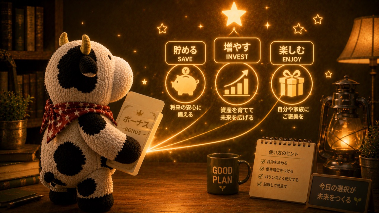 ボーナスの使い道おすすめ｜営業部長ウッシ流"3分割"で新NISAに回す【2026年夏】