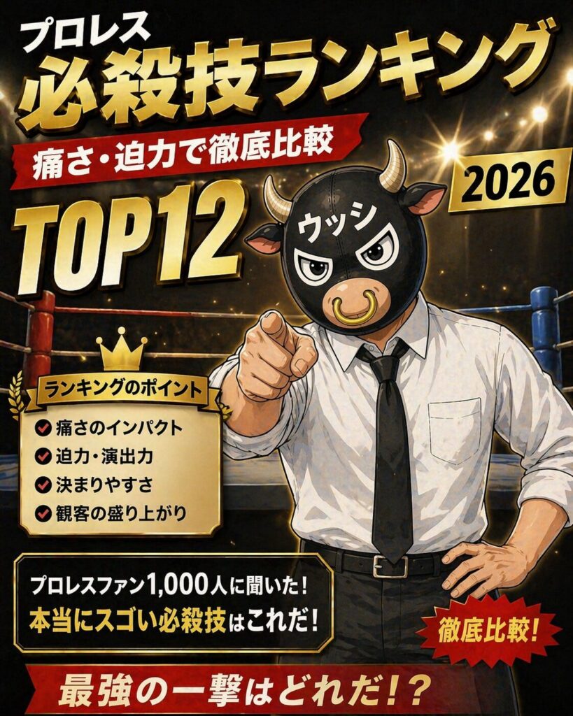プロレス必殺技ランキングTOP10|有名な技を部長が痛さレベル別に徹底解説【2026】