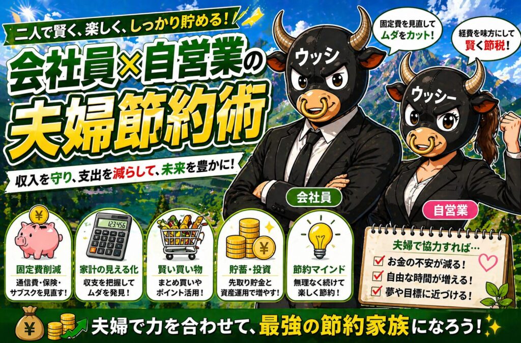会社員×自営業の夫婦節税術｜年46万円得する全手順